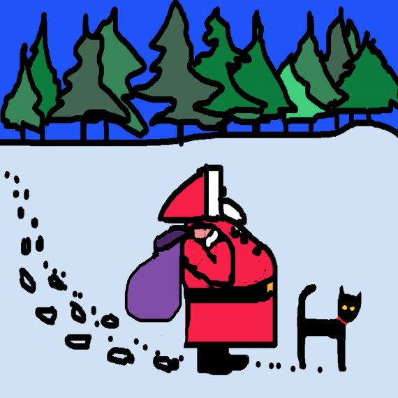 Trevor the Black Cat and Santa