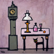 Cat and Grandfather clock