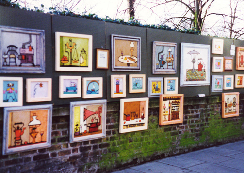 Colin Ruffell paintings at Bayswater Road art exhibition in 1960's