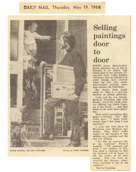 Selling paintings door to door. Daily Mail cutting from 1966