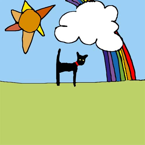 Cat and Rainbow card by Colin Ruffell