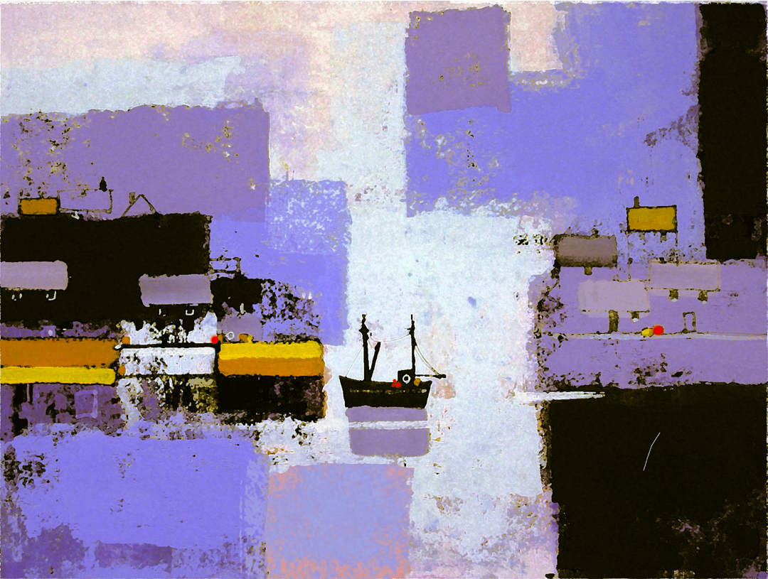 HARBOUR ABSTRACTION WINTER by Colin Ruffell