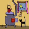 CAT AND STOVE card
