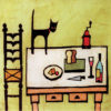 CAT ON TABLE card