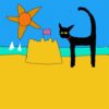 CAT AT SEASIDE card
