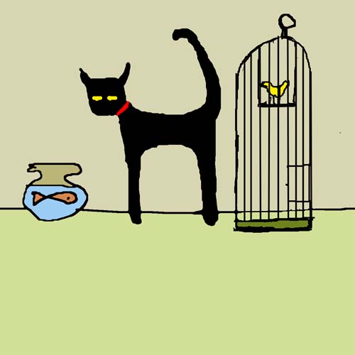 CAT AND BIRDCAGE card